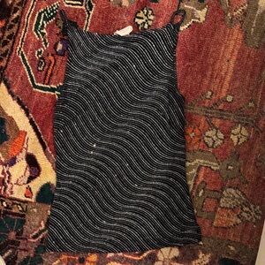 90s Sparkly Black and White Striped hi-neck Sleeveless Top